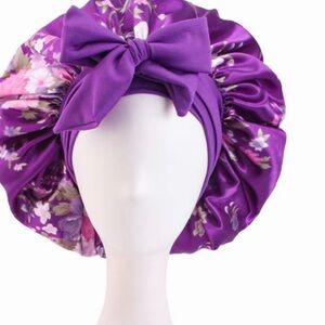 Purple Floral Satin Bonnet